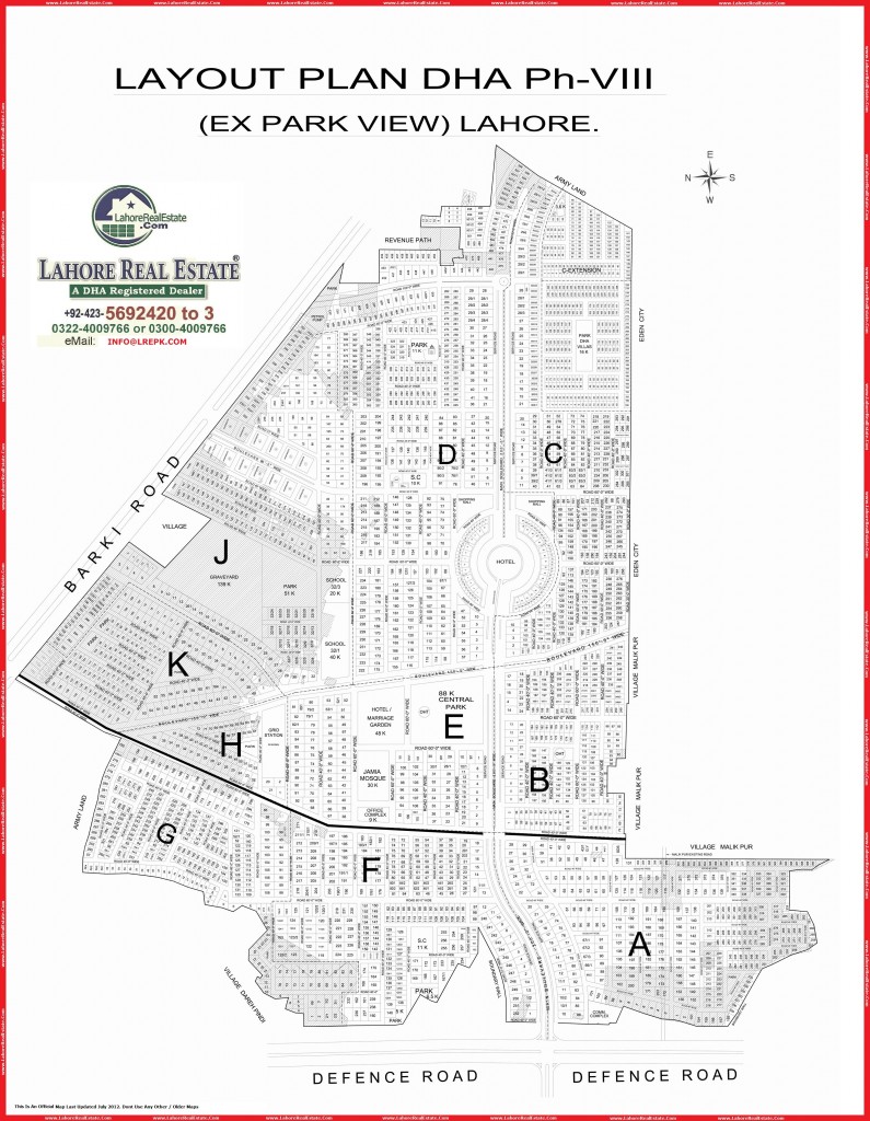 DHA Lahore Phase 8 Park View Map