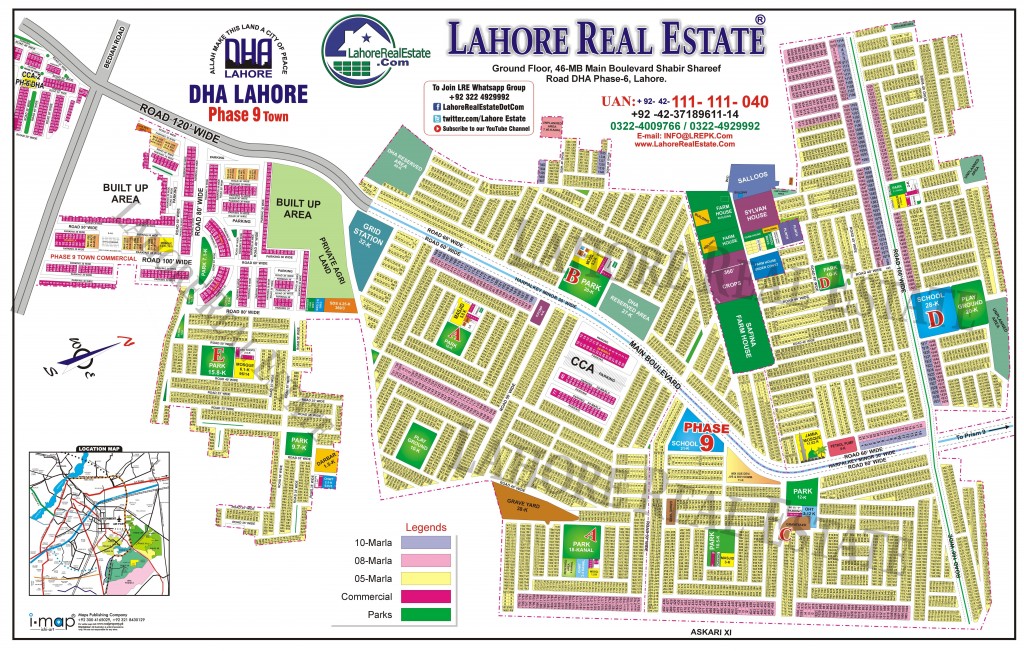 DHA Phase 9 Town Lahore Map By LahoreRealEstate 1024x651 