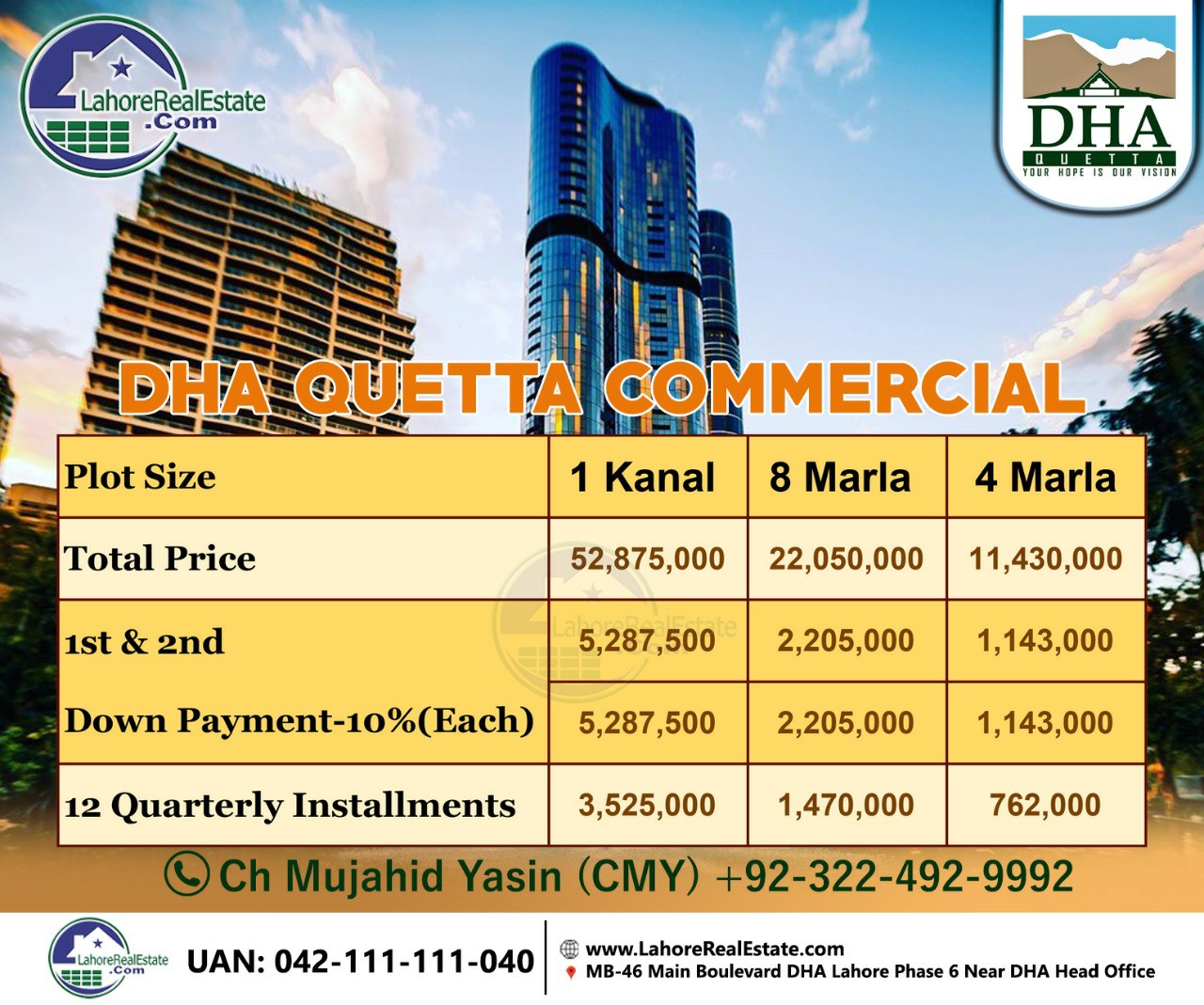 DHA Quetta Plots on Installment Payment Plan & Own Lahore Real Estate