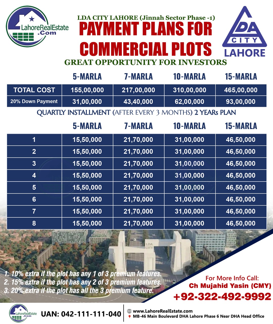 LDA City Lahore Commercial Plot Payment Plan Booking Details