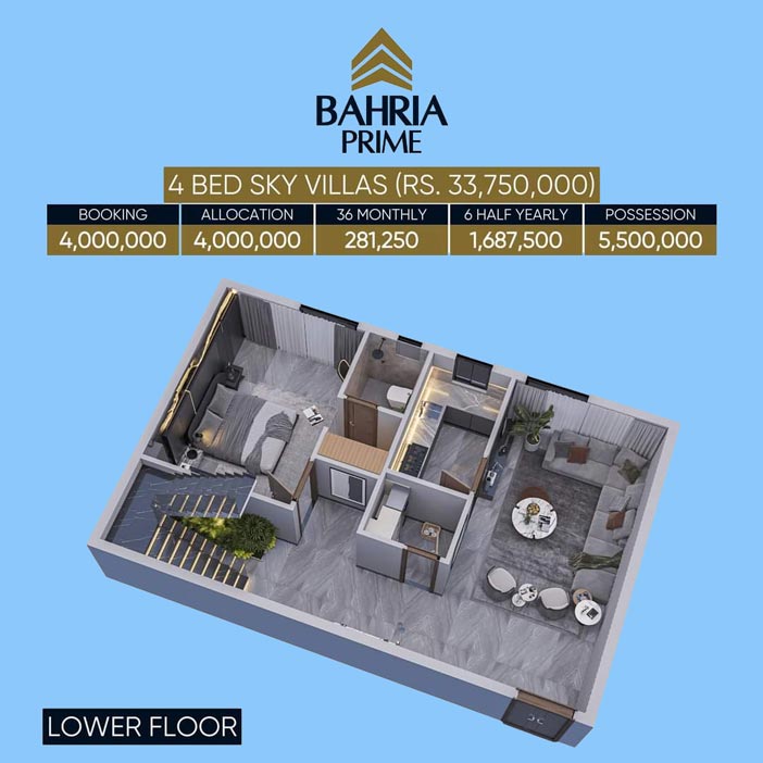 4 Bed Sky Villas Payment Plan of Bahria Prime