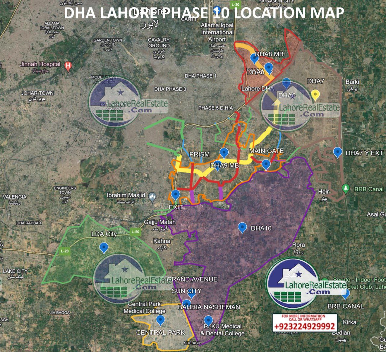 DHA Lahore Phase 10 Location Map
