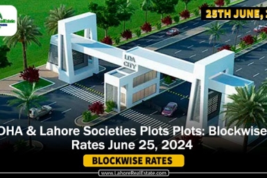 DHA & Lahore Societies Plot Prices Blockwise Rates June 25, 2024