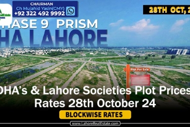 DHA’s & Lahore Societies Plot Prices Blockwise Rates 28th October 24