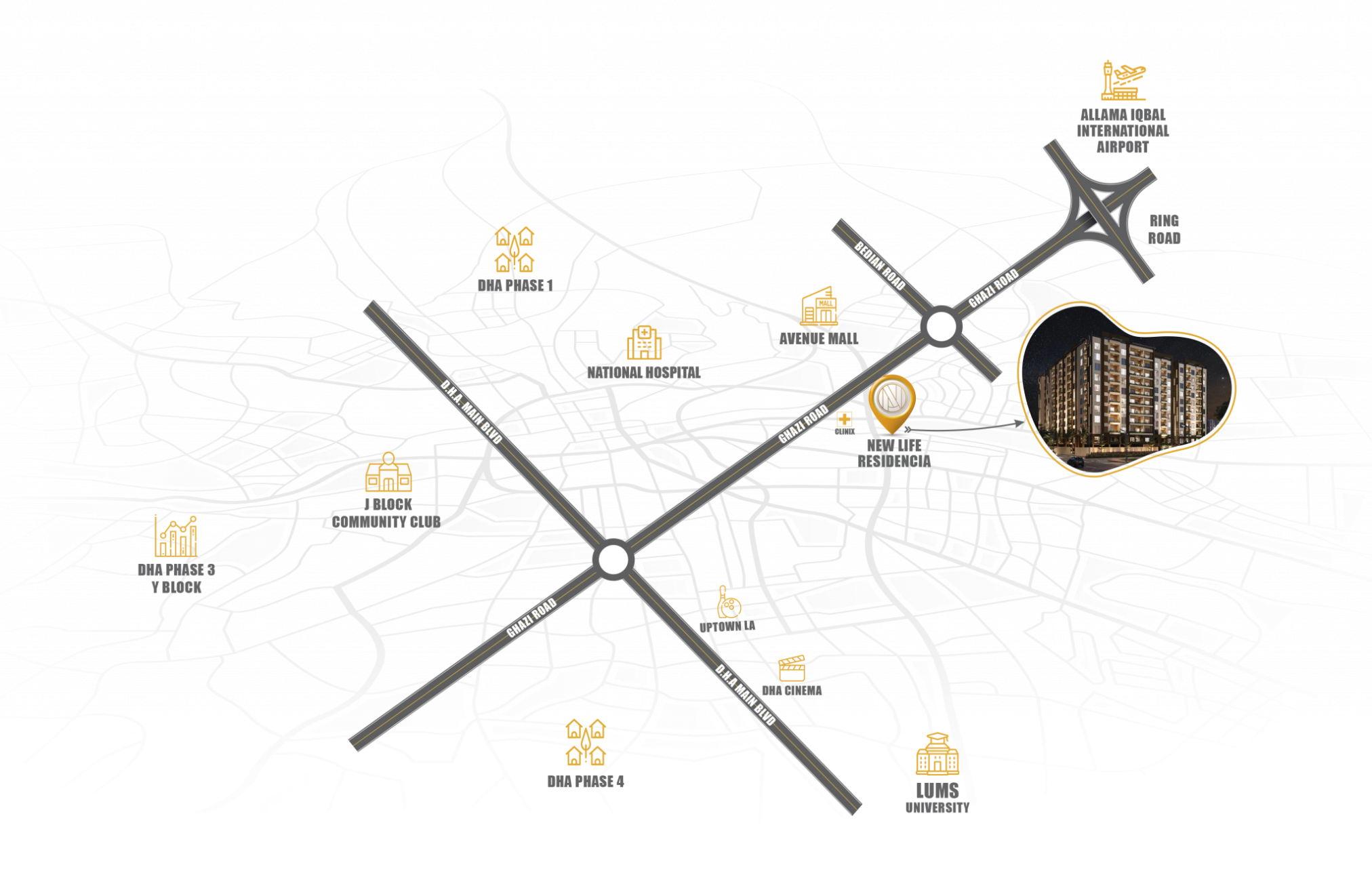 Map new life residencia DHA Lahore