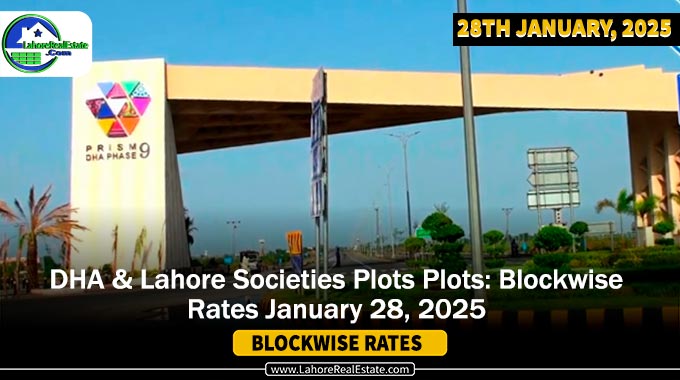 DHA’s & Lahore Societies Plot Prices Blockwise Rates Jan 28, 2025