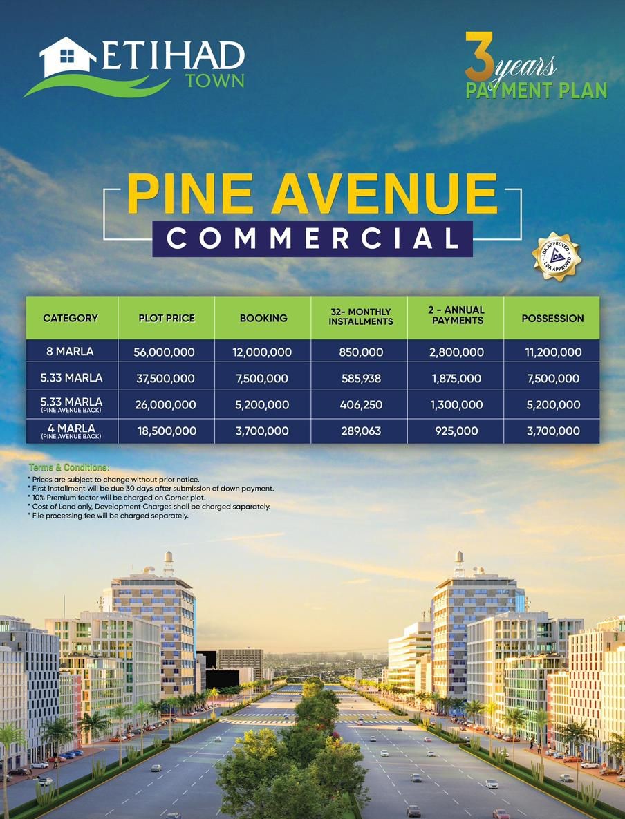 Etihad Town Phase 2 Pine Avenue 8 Marla Commercial Plots Installments