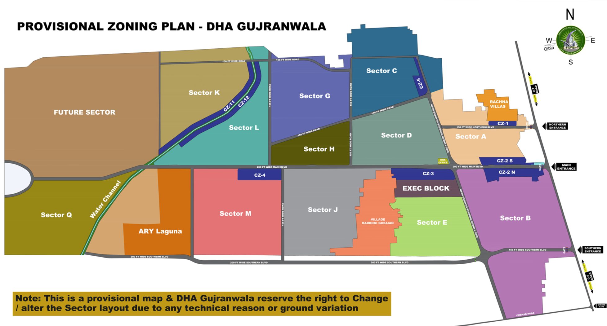 DHA Gujranwala Zoning Plan Map