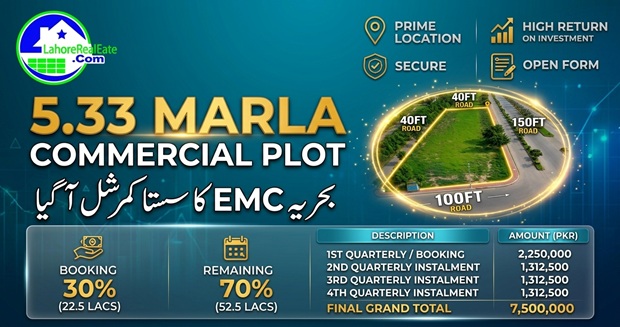 Bahria EMC Lahore – 5.33 Marla Commercial New Deal 2026